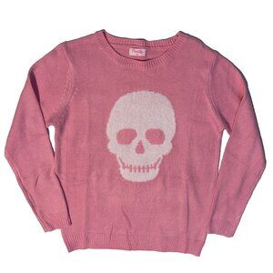Pink Lily Bad to The Bone Pink Punk Skull Crew Neck Knit Sweater Size Medium